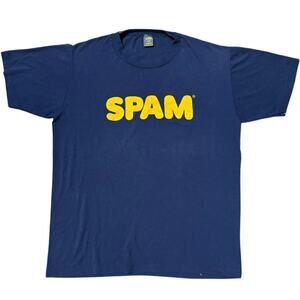 Vintage 80s Hormel SPAM Food Promo Single Stitch T-Shirt Mens Large Navy Blue
